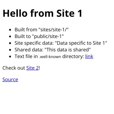 Screenshot of https://11ty-multisite-site1.netlify.app/