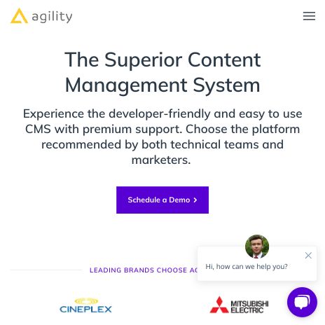 Screenshot of https://agilitycms.com/