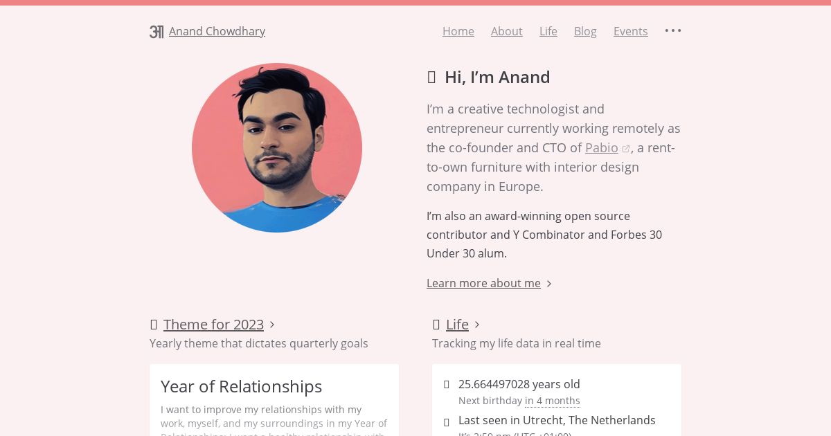 Screenshot of Anand Chowdhary
