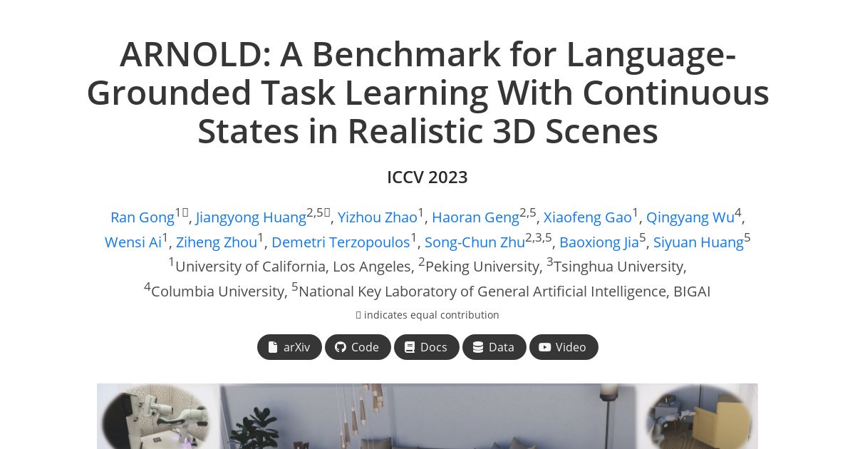 ARNOLD: A Benchmark for Language-Grounded Task Learning With Continuous States in Realistic 3D Scenes