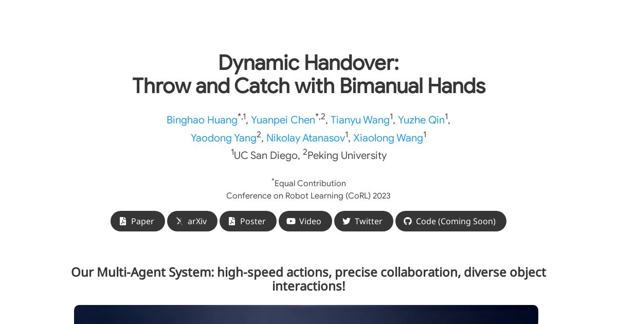 Dynamic Handover: Throw and Catch with Bimanual Hands