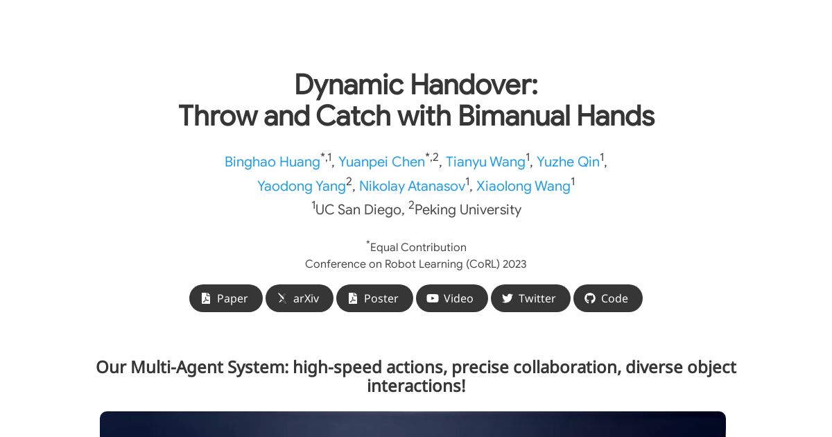 Dynamic Handover: Throw and Catch with Bimanual Hands