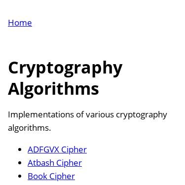 Screenshot of https://cryptography-algorithms.netlify.app/