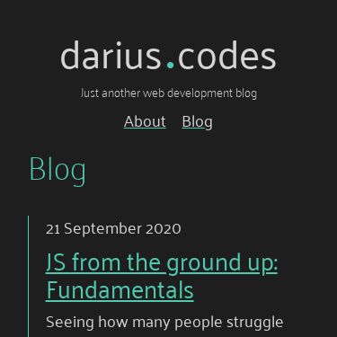 Screenshot of https://darius.codes/