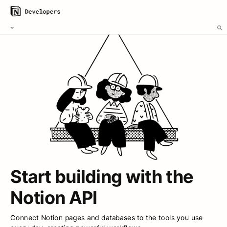 Screenshot of https://developers.notion.com/