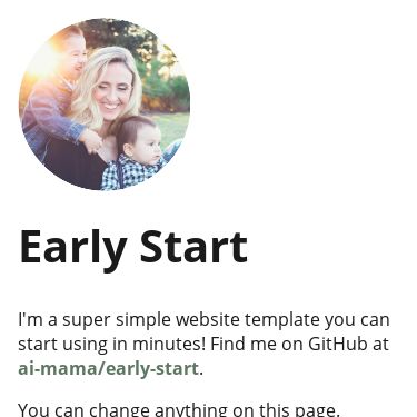 Screenshot of https://early-start-template.netlify.app
