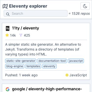 Screenshot of https://eleventy-explorer.netlify.app/