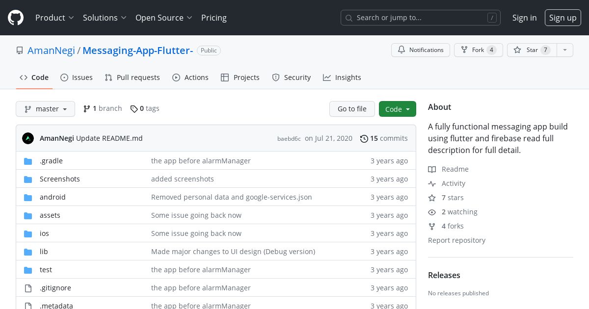 Screenshot of Messaging App - Flutter & Firebase