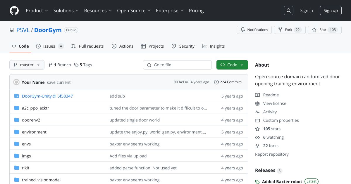 DoorGym: A Scalable Door Opening Environment And Baseline Agent