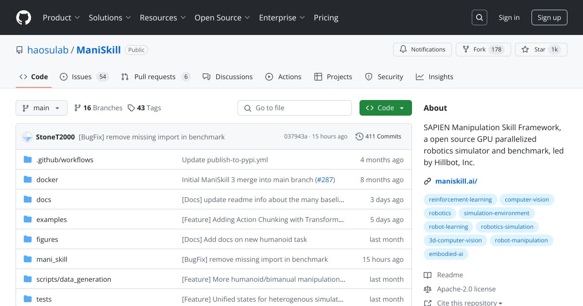 Maniskill: Generalizable manipulation skill benchmark with large-scale demonstrations