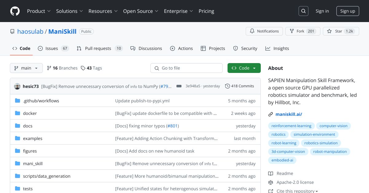 Maniskill: Generalizable manipulation skill benchmark with large-scale demonstrations