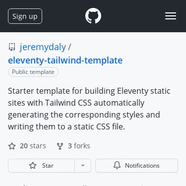 Screenshot of https://github.com/jeremydaly/eleventy-tailwind-template
