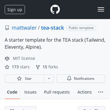 Screenshot of https://github.com/mattwaler/tea-stack