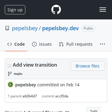 Screenshot of https://github.com/pepelsbey/pepelsbey.dev/commit/accf0da