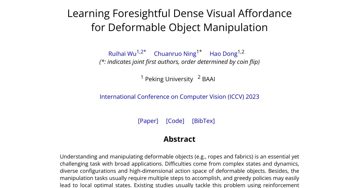 Learning Foresightful Dense Visual Affordance for Deformable Object Manipulation