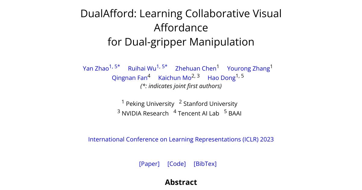 DualAfford: Learning Collaborative Visual Affordance for Dual-gripper Manipulation