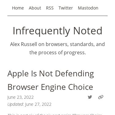 Screenshot of https://infrequently.org/