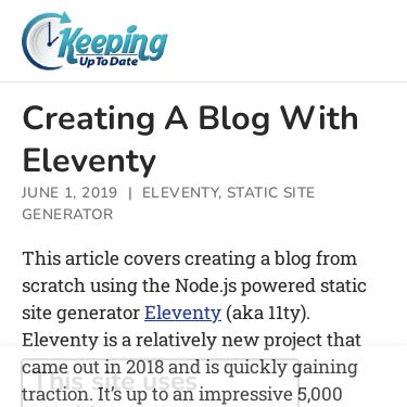 Screenshot of https://keepinguptodate.com/pages/2019/06/creating-blog-with-eleventy/