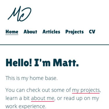 Screenshot of https://mattdecamp.com/