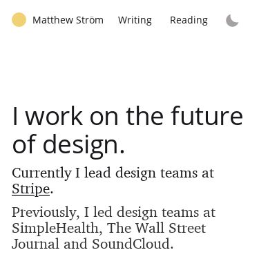 Screenshot of https://matthewstrom.com/