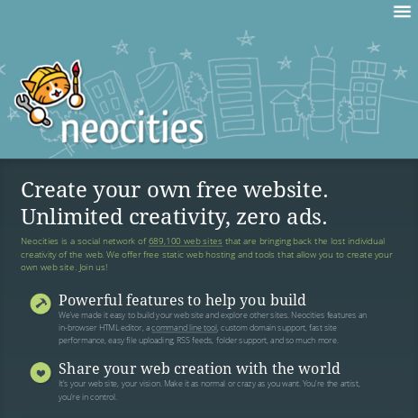 Screenshot of https://neocities.org/