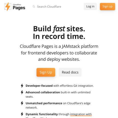 Screenshot of https://pages.cloudflare.com/