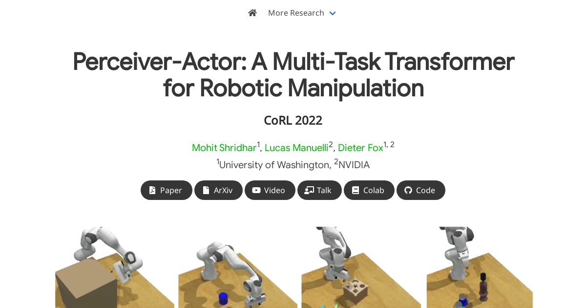 Perceiver-Actor: A Multi-Task Transformer for Robotic Manipulation