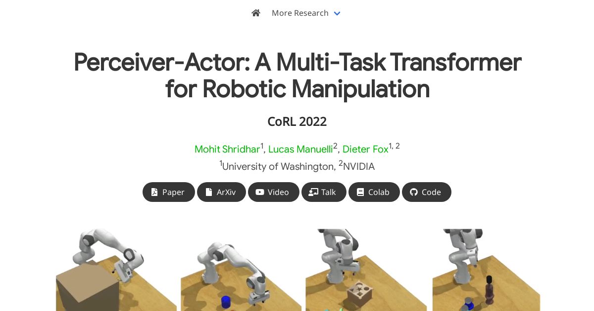 Perceiver-Actor: A Multi-Task Transformer for Robotic Manipulation