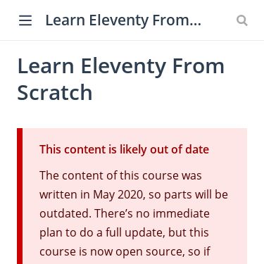 Screenshot of https://piccalil.li/course/learn-eleventy-from-scratch/