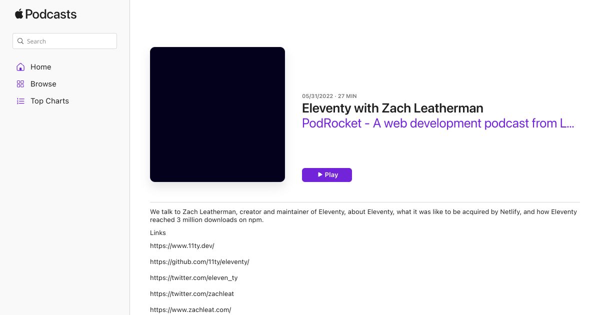 Screenshot image for https://v1.screenshot.11ty.dev/https%3A%2F%2Fpodcasts.apple.com%2Fus%2Fpodcast%2Feleventy-with-zach-leatherman%2Fid1539945251%3Fi%3D1000564676022/opengraph//