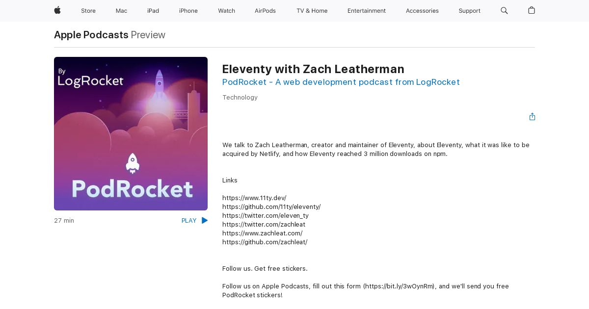 Screenshot image for https://v1.screenshot.11ty.dev/https%3A%2F%2Fpodcasts.apple.com%2Fus%2Fpodcast%2Feleventy-with-zach-leatherman%2Fid1539945251%3Fi%3D1000564676022/opengraph/_x202206_0/