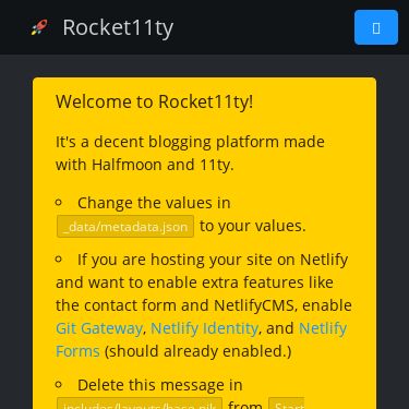 Screenshot of https://rocket11ty.netlify.app