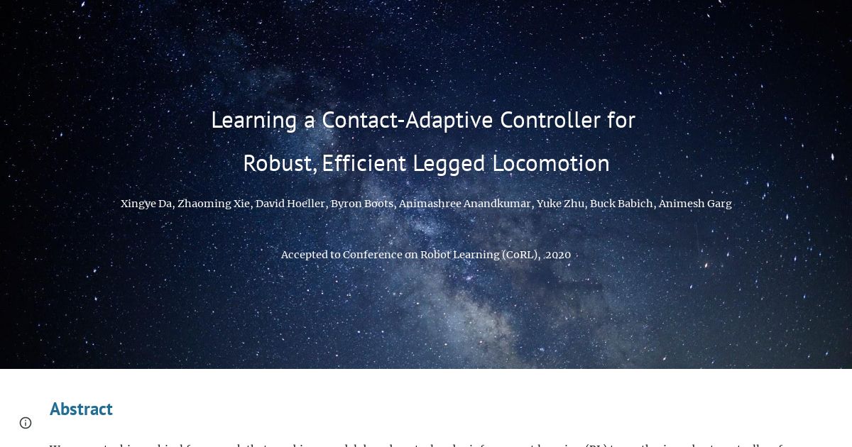 Learning a Contact-Adaptive Controller for Robust, Efficient Legged Locomotion