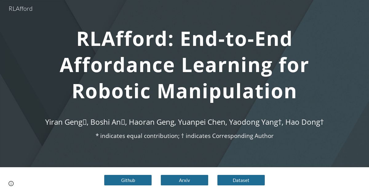 RLAfford: End-to-End Affordance Learning for Robotic Manipulation
