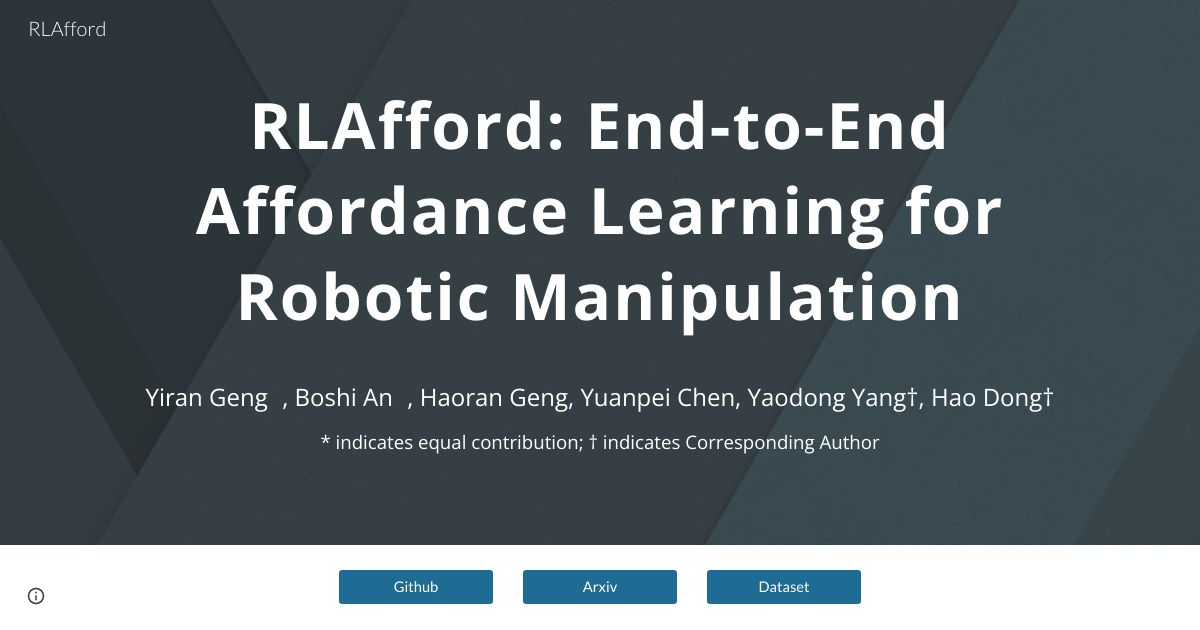RLAfford: End-to-End Affordance Learning for Robotic Manipulation