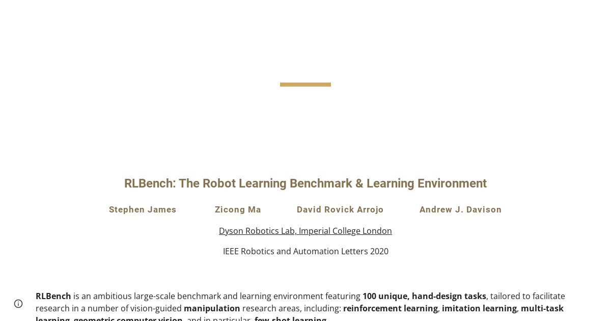 RLBench: The Robot Learning Benchmark & Learning Environment