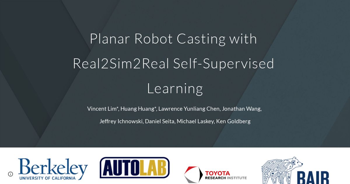 Real2Sim2Real: Self-Supervised Learning of Physical Single-Step Dynamic Actions for Planar Robot Casting