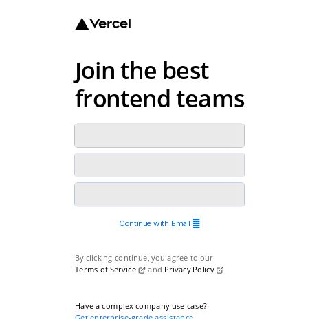 Screenshot of https://vercel.com/signup
