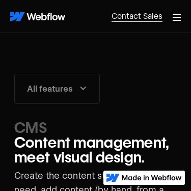 Screenshot of https://webflow.com/cms
