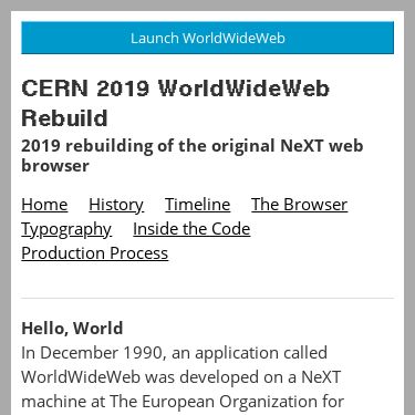 Screenshot of https://worldwideweb.cern.ch/