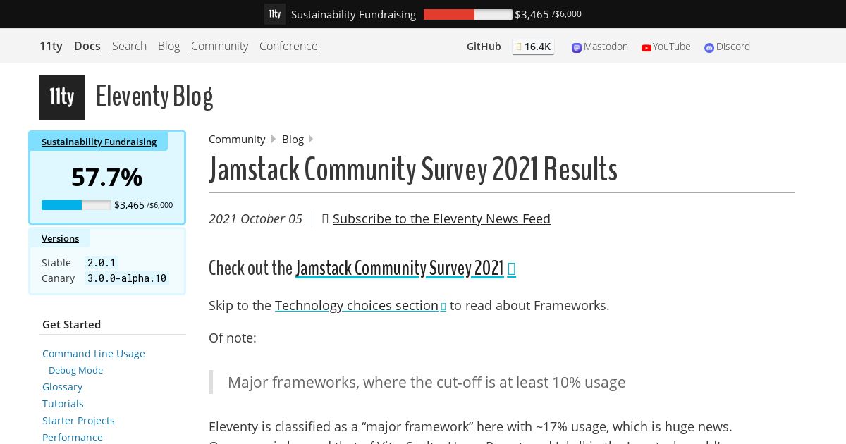 Screenshot image for https://v1.screenshot.11ty.dev/https%3A%2F%2Fwww.11ty.dev%2Fblog%2Fjamstack-survey-2021%2F/opengraph/_x202405_5/