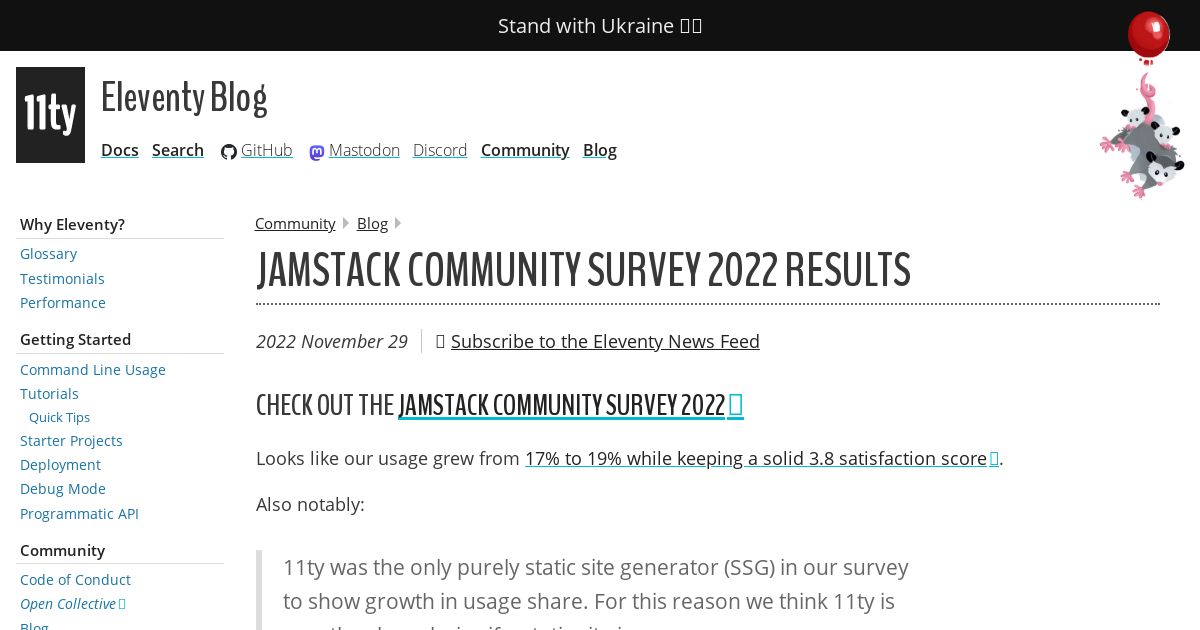 Screenshot image for https://v1.screenshot.11ty.dev/https%3A%2F%2Fwww.11ty.dev%2Fblog%2Fjamstack-survey-2022%2F/opengraph/_z202211_1/