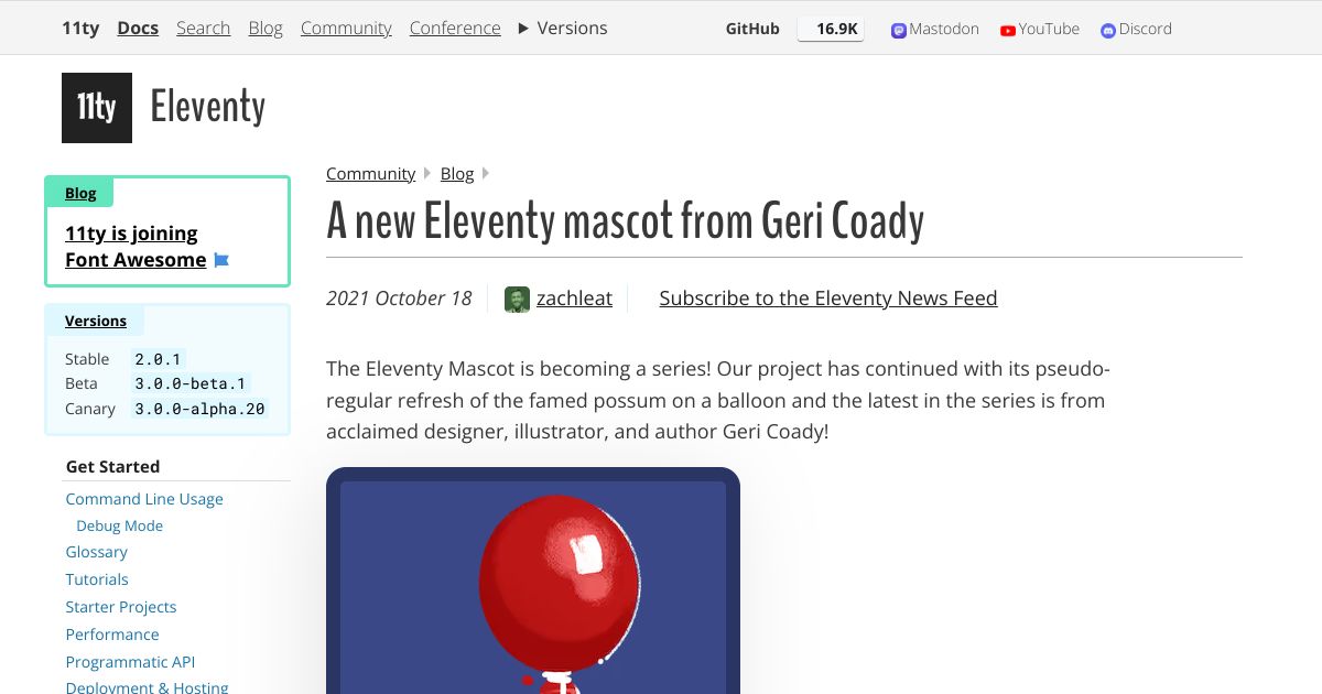 Screenshot image for https://v1.screenshot.11ty.dev/https%3A%2F%2Fwww.11ty.dev%2Fblog%2Fnew-mascot-from-geri-coady%2F/opengraph//