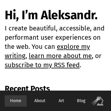 Screenshot of https://www.aleksandrhovhannisyan.com/