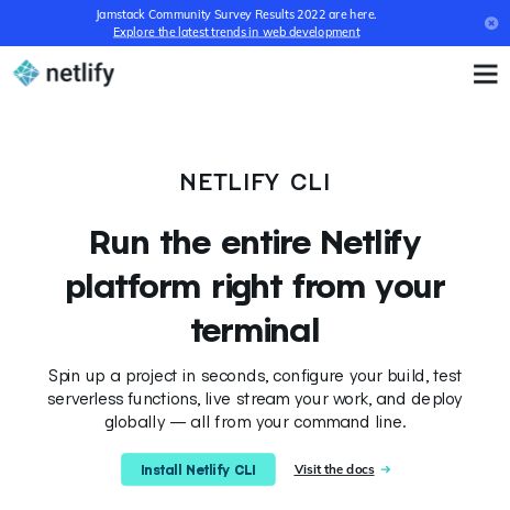 Screenshot of https://www.netlify.com/products/cli/