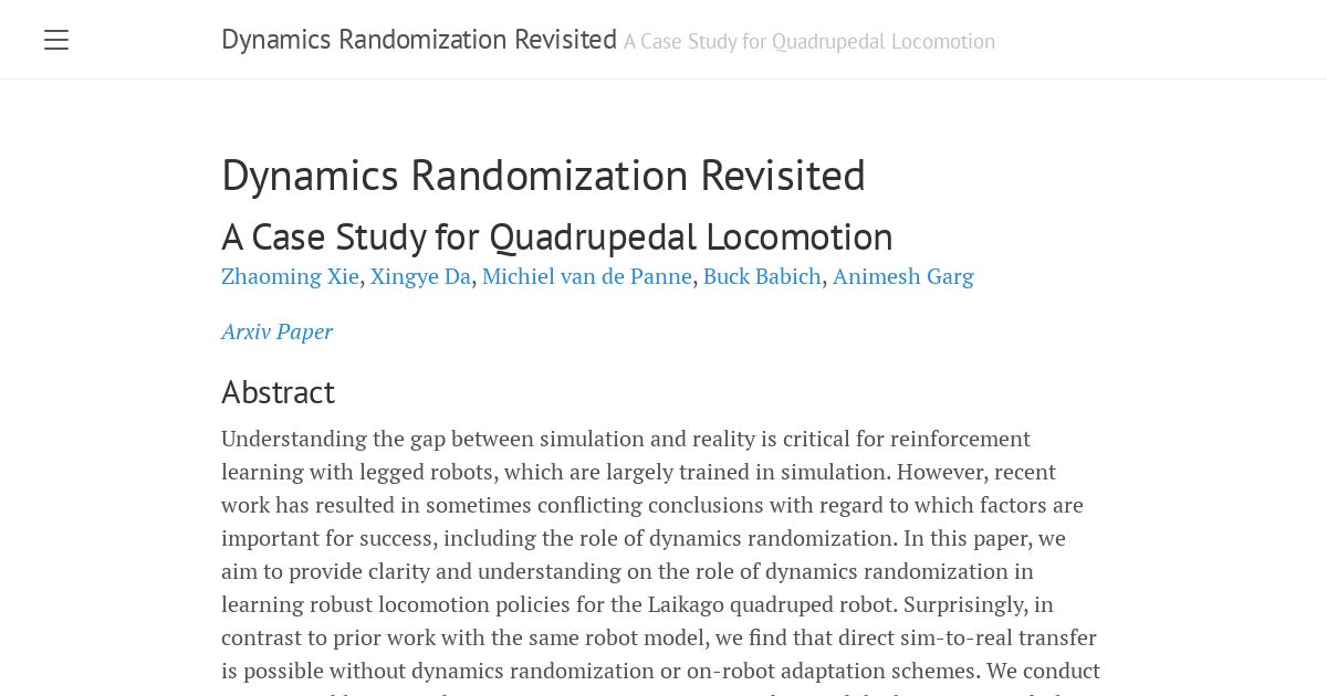 Dynamics Randomization Revisited:A Case Study for Quadrupedal Locomotion