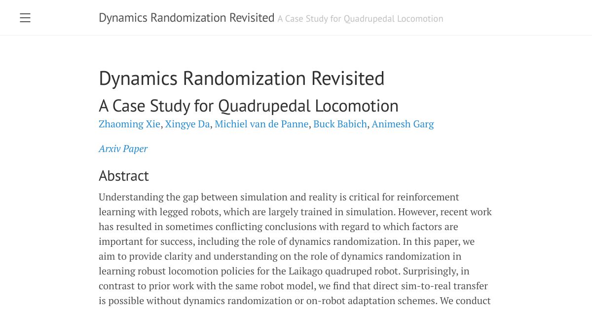 Dynamics Randomization Revisited:A Case Study for Quadrupedal Locomotion