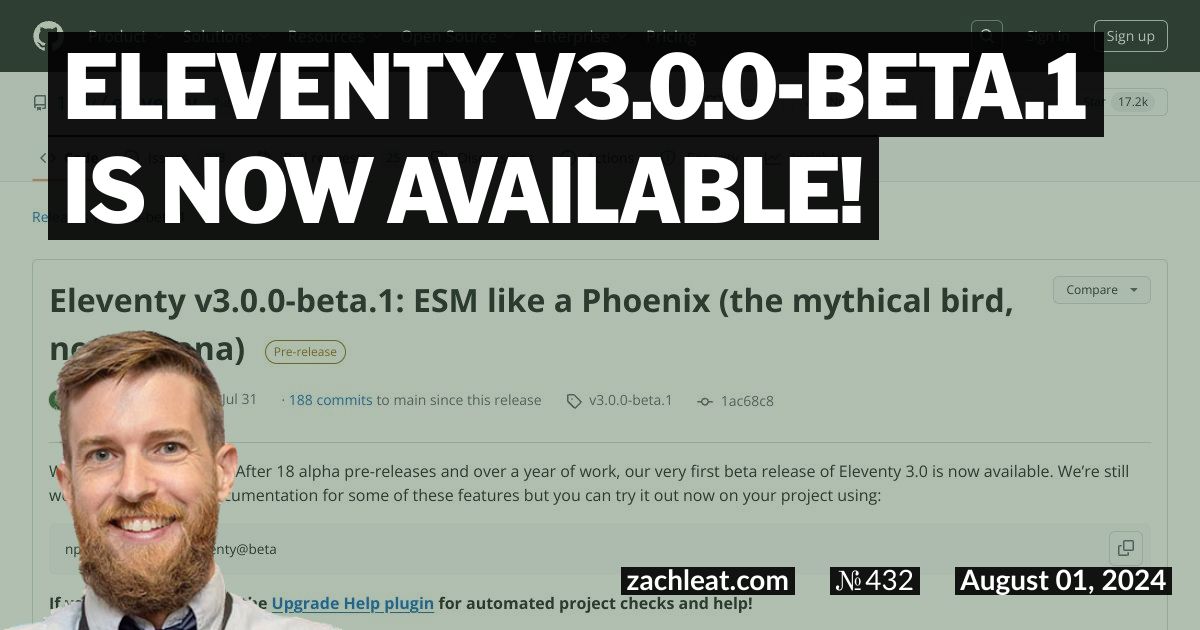 Eleventy v3.0.0-beta.1 is now available!