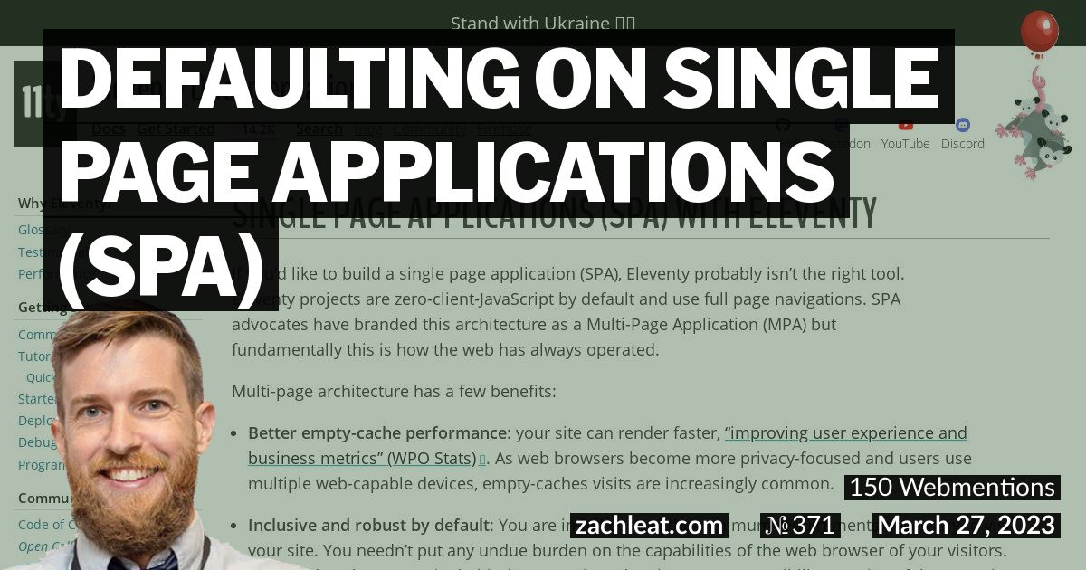 Defaulting on Single Page Applications (SPA)—zachleat.com