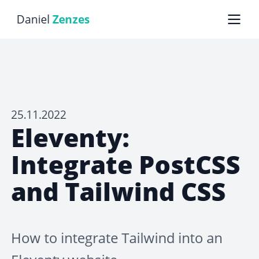 Screenshot of https://zenzes.me/eleventy-integrate-postcss-and-tailwind-css/